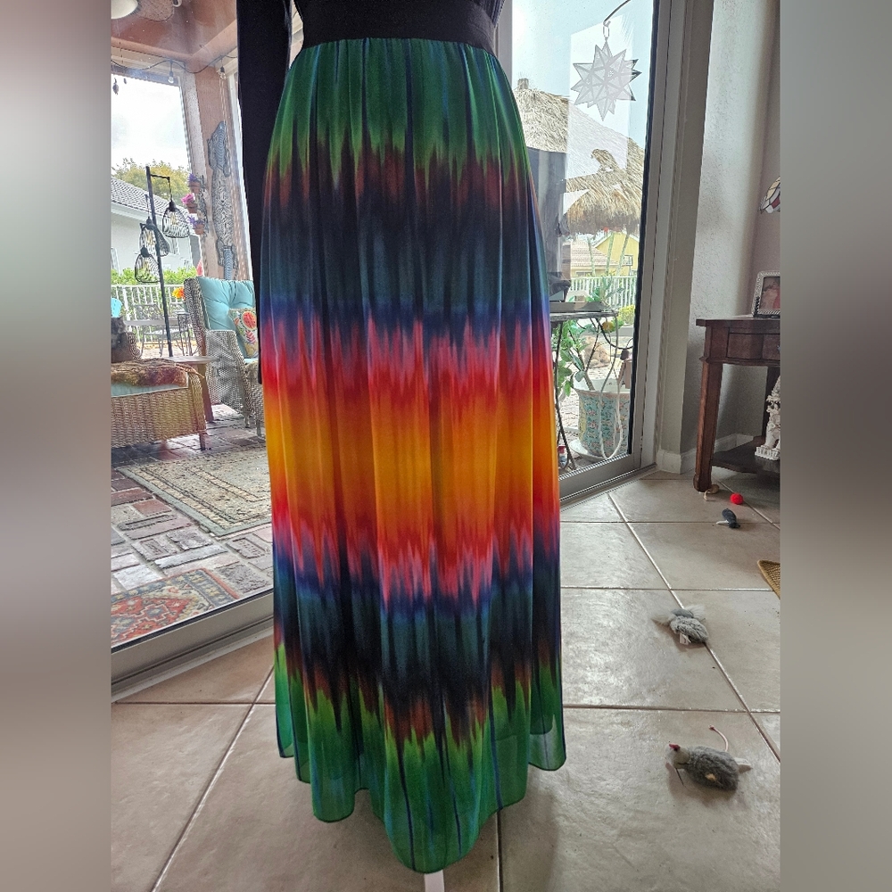 Vince Camuto Plus Size Scarf Maxi Multicolor Boho Elastic Waist Skirt